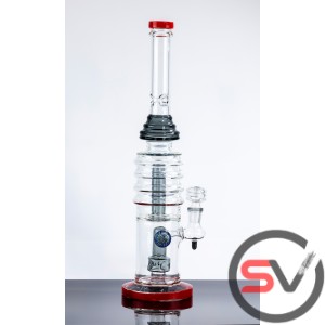 RINGED WATER PIPE WITH DOTTED MARBLE 17inch